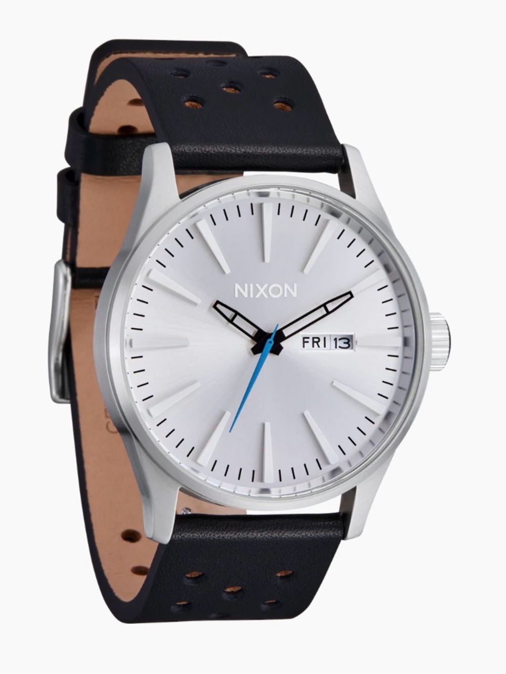 Nixon Sentry leather and stainless steel watch